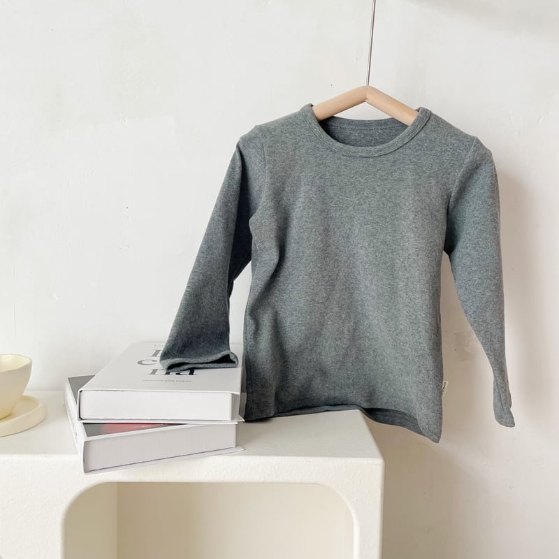 Vaikų marškinėliai su ilgomis rankovėmis iš medvilnės su apvaliu kaklu, vieno atspalvio modelis, švelnus audinys, 95% medvilnė 5% elastanas, tinkamas 0–1 metų amžiui