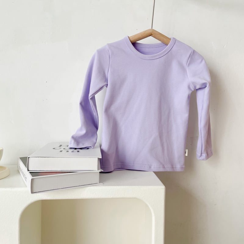 Vaikų marškinėliai su ilgomis rankovėmis iš medvilnės su apvaliu kaklu, vieno atspalvio modelis, švelnus audinys, 95% medvilnė 5% elastanas, tinkamas 0–1 metų amžiui