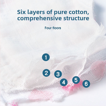 Šešių sluoksnių medvilninė gaze kūdikiams ir vaikams, daugiau nei 95% medvilnės, animacinis raštas, aukštas sugeriamumas, tinkamas kūdikiams ir vaikams iki 6 metų