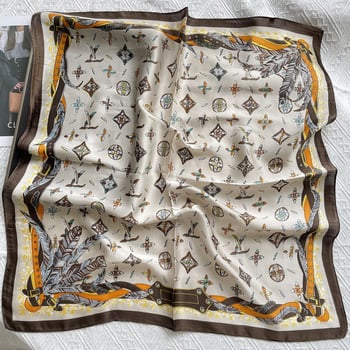 Szatén négyszögletes kendő vintage mintával, poliészter anyag (≥96%), üzleti városi stílus