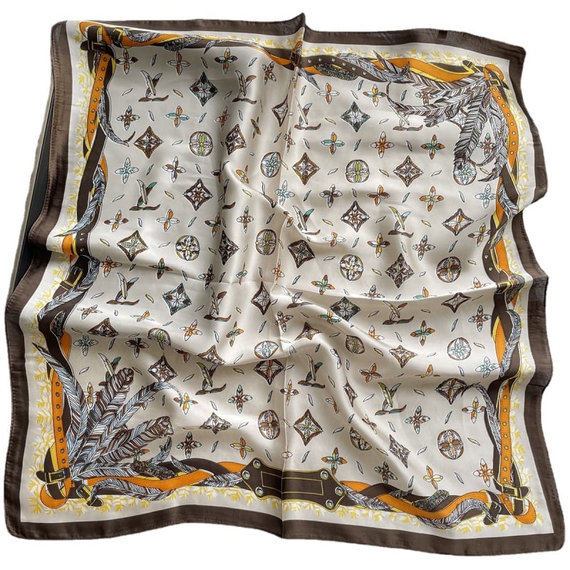 Szatén négyszögletes kendő vintage mintával, poliészter anyag (≥96%), üzleti városi stílus