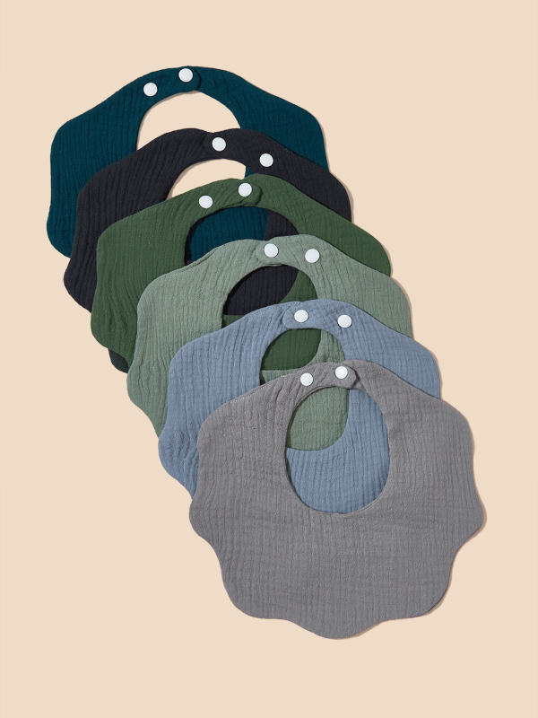 Naujagimio medvilninis seilių skraistė – didelis sugeriamumas, unisex, 0–1 metų amžius, modeliai: vienpalviai, gėlių raštai, atspaudai