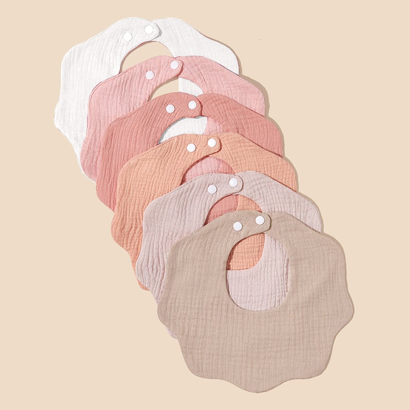 Naujagimio medvilninis seilių skraistė – didelis sugeriamumas, unisex, 0–1 metų amžius, modeliai: vienpalviai, gėlių raštai, atspaudai