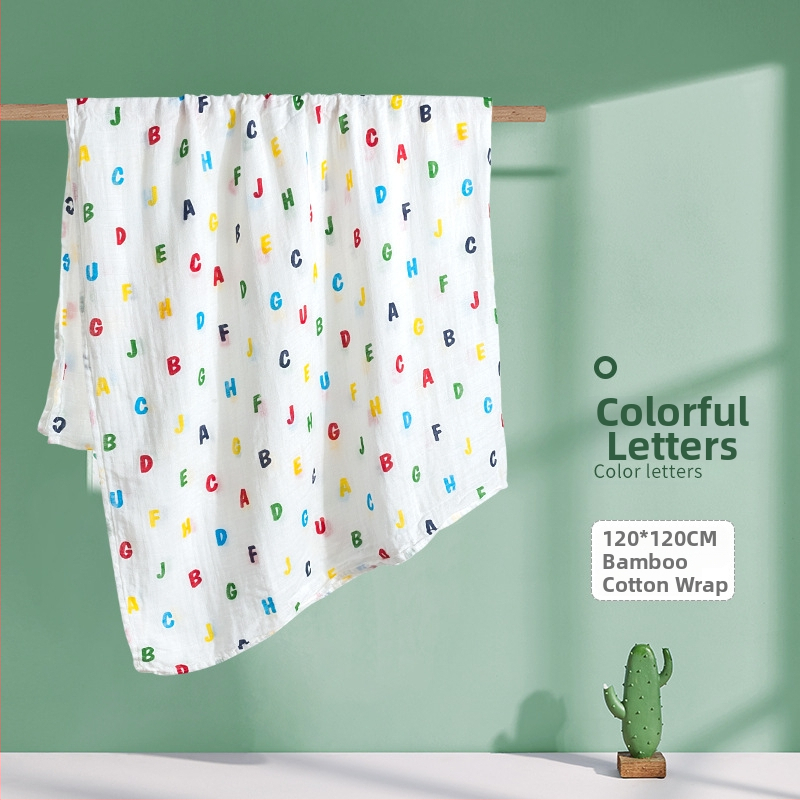 Kūdikio susiuvimo skraistė iš bambuko pluošto ir medvilnės, vasariška lengva, 70% bambuko, 30% medvilnės, karikatūrinis raštas, tinkama kūdikiams ir 1–3 metų vaikams