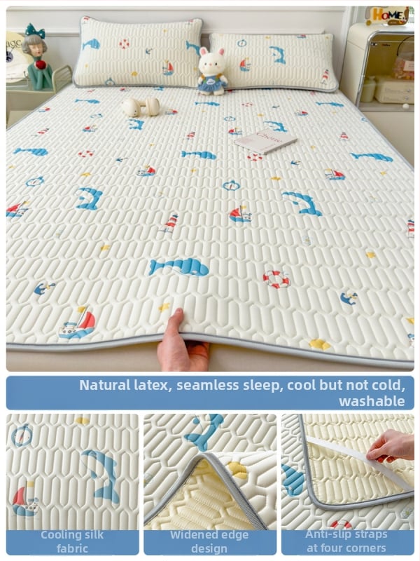 Trys dalys latekso vėsinimo matų komplektas lovai, sintetinis lateksas, latekso kiekis 80–90%, spaudinė audinys, šiuolaikiškas minimalistinis stilius, kodas 030123