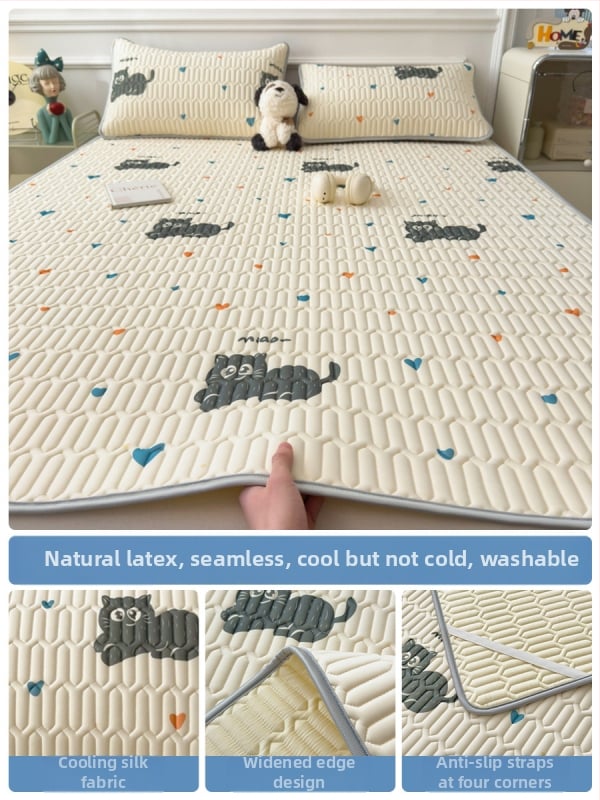 Trys dalys latekso vėsinimo matų komplektas lovai, sintetinis lateksas, latekso kiekis 80–90%, spaudinė audinys, šiuolaikiškas minimalistinis stilius, kodas 030123