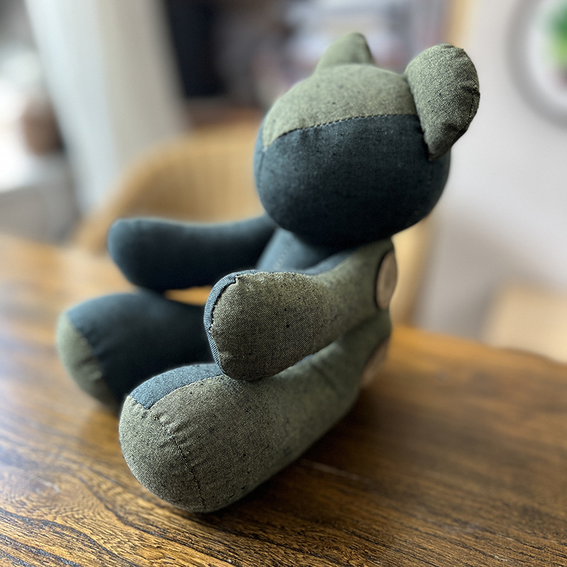 Kit patchwork pentru cusătură încrucișată: păpușă ursuleț — material din bumbac și in, motiv desen animat, broderie pe pânză, potrivit pentru dormitor, spațiu de studiu sau camera copiilor