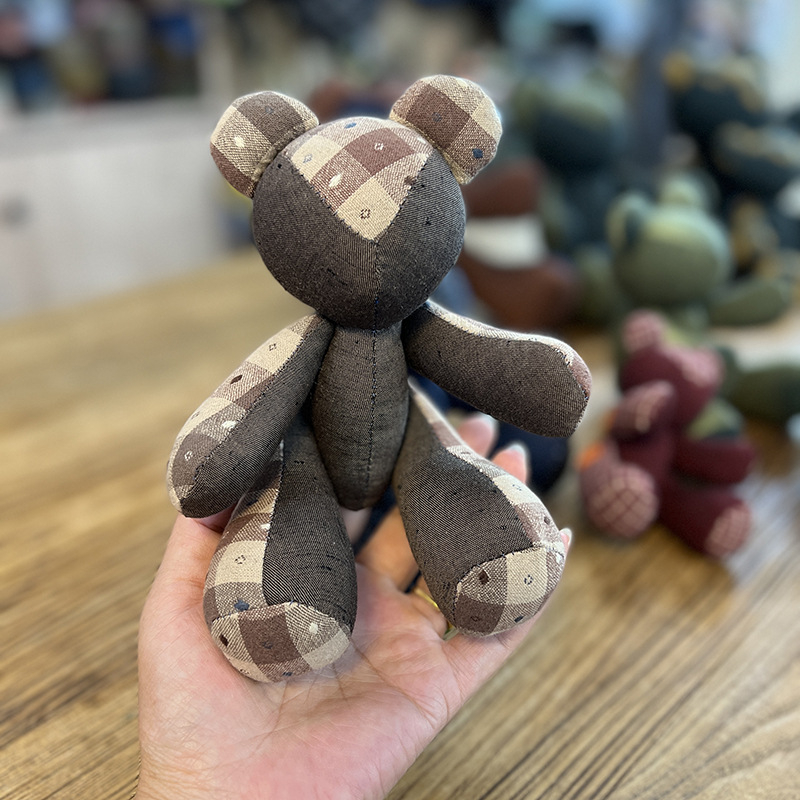 Kit patchwork pentru cusătură încrucișată: păpușă ursuleț — material din bumbac și in, motiv desen animat, broderie pe pânză, potrivit pentru dormitor, spațiu de studiu sau camera copiilor