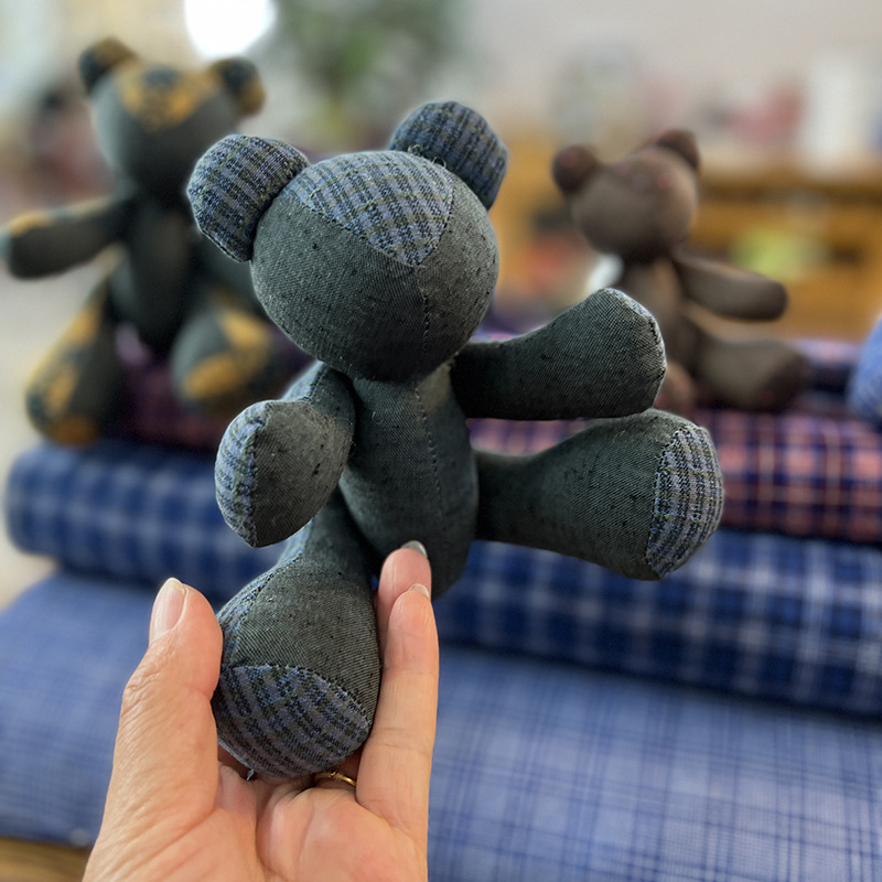 Kit patchwork pentru cusătură încrucișată: păpușă ursuleț — material din bumbac și in, motiv desen animat, broderie pe pânză, potrivit pentru dormitor, spațiu de studiu sau camera copiilor