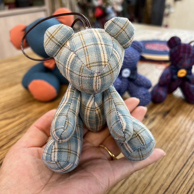 Kit patchwork pentru cusătură încrucișată: păpușă ursuleț — material din bumbac și in, motiv desen animat, broderie pe pânză, potrivit pentru dormitor, spațiu de studiu sau camera copiilor