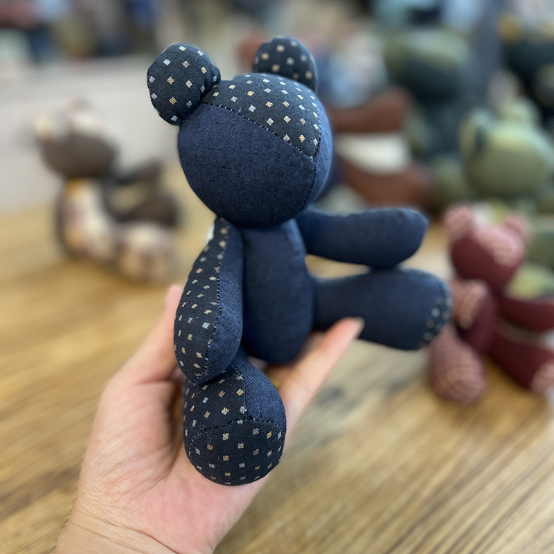 Kit patchwork pentru cusătură încrucișată: păpușă ursuleț — material din bumbac și in, motiv desen animat, broderie pe pânză, potrivit pentru dormitor, spațiu de studiu sau camera copiilor