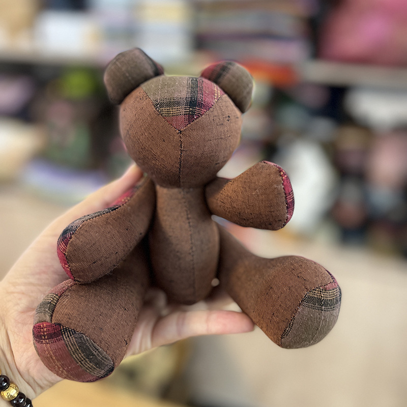 Kit patchwork pentru cusătură încrucișată: păpușă ursuleț — material din bumbac și in, motiv desen animat, broderie pe pânză, potrivit pentru dormitor, spațiu de studiu sau camera copiilor