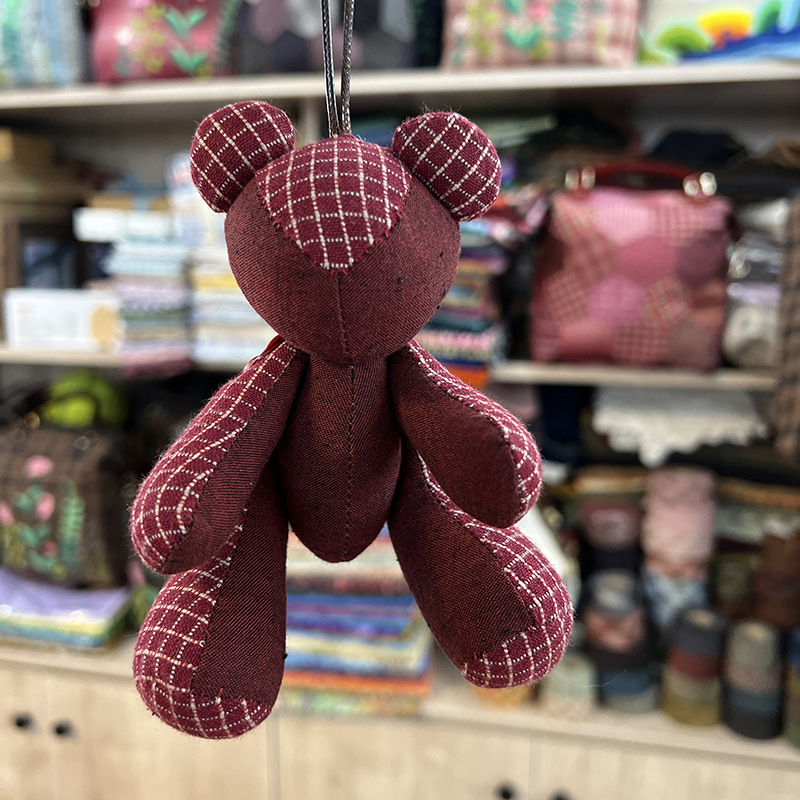 Kit patchwork pentru cusătură încrucișată: păpușă ursuleț — material din bumbac și in, motiv desen animat, broderie pe pânză, potrivit pentru dormitor, spațiu de studiu sau camera copiilor