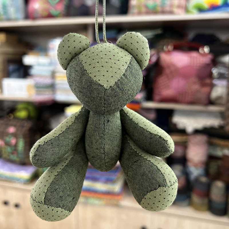 Kit patchwork pentru cusătură încrucișată: păpușă ursuleț — material din bumbac și in, motiv desen animat, broderie pe pânză, potrivit pentru dormitor, spațiu de studiu sau camera copiilor