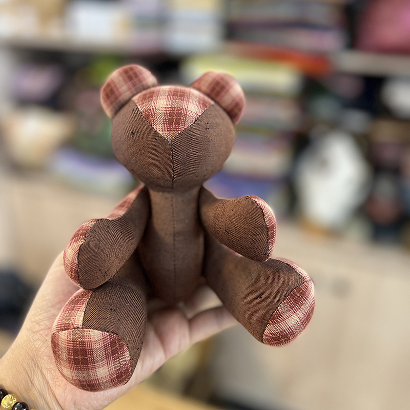 Kit patchwork pentru cusătură încrucișată: păpușă ursuleț — material din bumbac și in, motiv desen animat, broderie pe pânză, potrivit pentru dormitor, spațiu de studiu sau camera copiilor