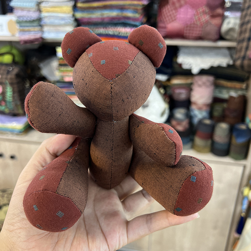 Kit patchwork pentru cusătură încrucișată: păpușă ursuleț — material din bumbac și in, motiv desen animat, broderie pe pânză, potrivit pentru dormitor, spațiu de studiu sau camera copiilor