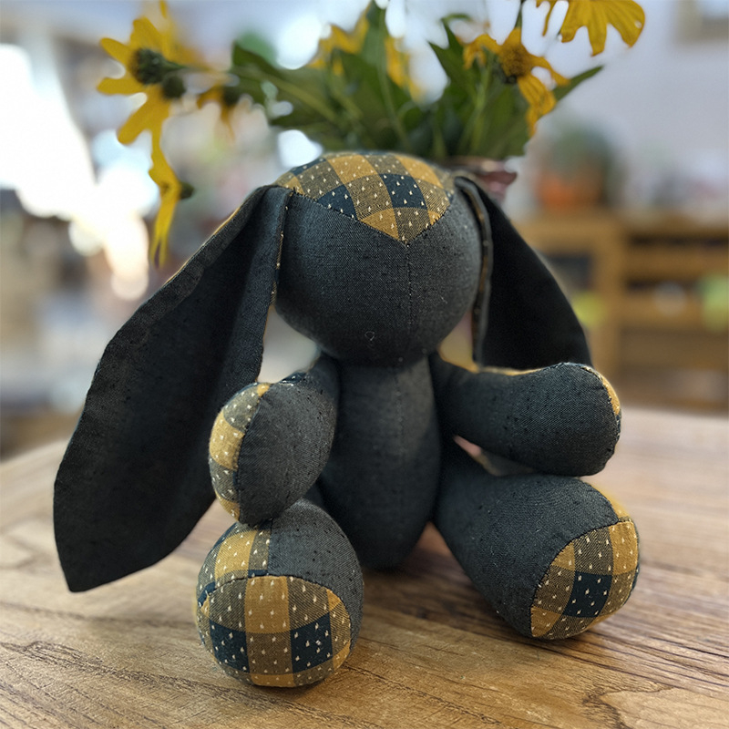 Kit patchwork pentru cusătură încrucișată: păpușă ursuleț — material din bumbac și in, motiv desen animat, broderie pe pânză, potrivit pentru dormitor, spațiu de studiu sau camera copiilor