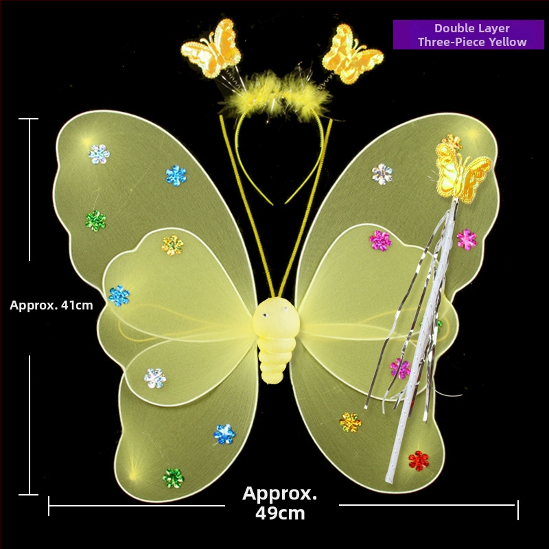 Shicai Eņģeļu spārni – sietveida materiāls, daļēji roku un daļēji mehāniska ražošana, rekvizīts grimām un apģērbam