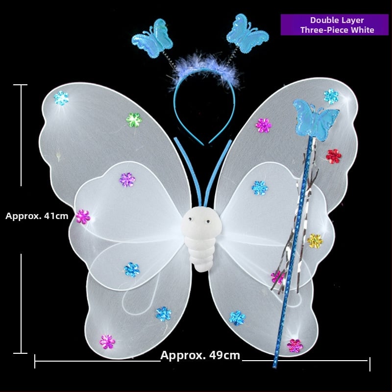Shicai Eņģeļu spārni – sietveida materiāls, daļēji roku un daļēji mehāniska ražošana, rekvizīts grimām un apģērbam