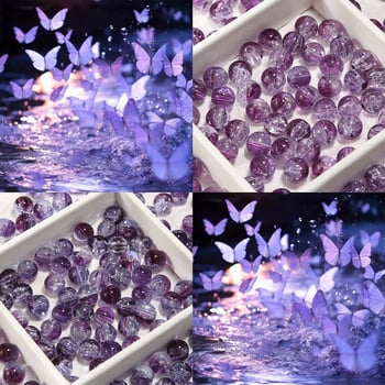 Γυάλινες χάντρες, ελεύθερες, γλασαρισμένες, στρογγυλές, φινίρισμα βαφής ψησίματος, υψηλής ποιότητας στυλ