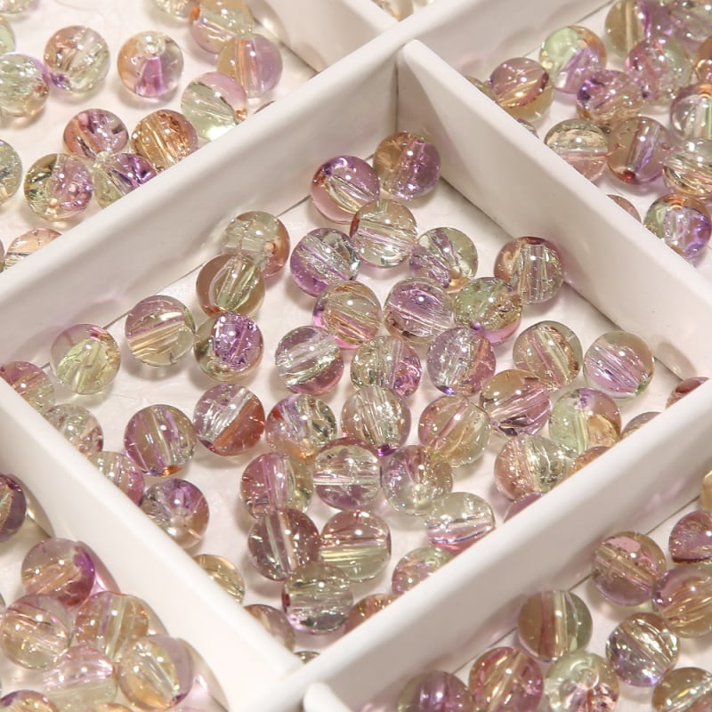 Γυάλινες χάντρες, ελεύθερες, γλασαρισμένες, στρογγυλές, φινίρισμα βαφής ψησίματος, υψηλής ποιότητας στυλ