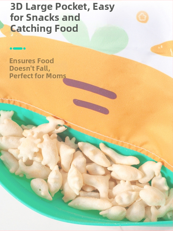 Kūdikių seilinukas – vandeniui atsparus, maisto kokybės silikonas, poliesterio audinys, karikatūrų raštas, tinkamas kūdikiams ir mažiems vaikams (0–3 metų)