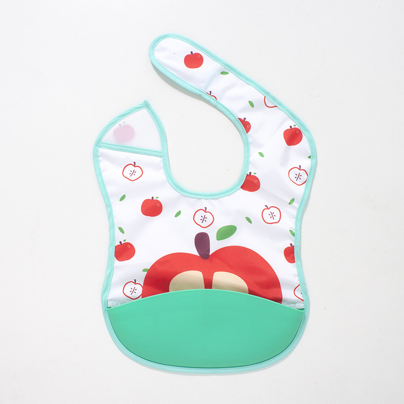 Kūdikių seilinukas – vandeniui atsparus, maisto kokybės silikonas, poliesterio audinys, karikatūrų raštas, tinkamas kūdikiams ir mažiems vaikams (0–3 metų)