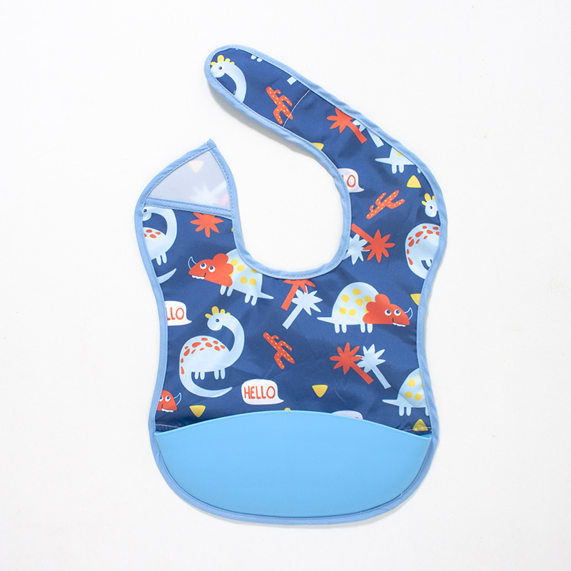 Kūdikių seilinukas – vandeniui atsparus, maisto kokybės silikonas, poliesterio audinys, karikatūrų raštas, tinkamas kūdikiams ir mažiems vaikams (0–3 metų)