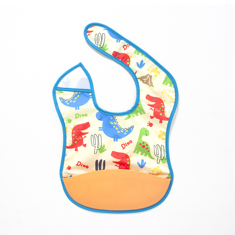 Kūdikių seilinukas – vandeniui atsparus, maisto kokybės silikonas, poliesterio audinys, karikatūrų raštas, tinkamas kūdikiams ir mažiems vaikams (0–3 metų)