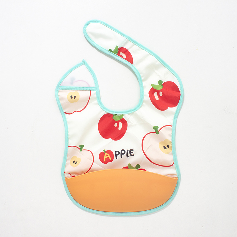 Kūdikių seilinukas – vandeniui atsparus, maisto kokybės silikonas, poliesterio audinys, karikatūrų raštas, tinkamas kūdikiams ir mažiems vaikams (0–3 metų)