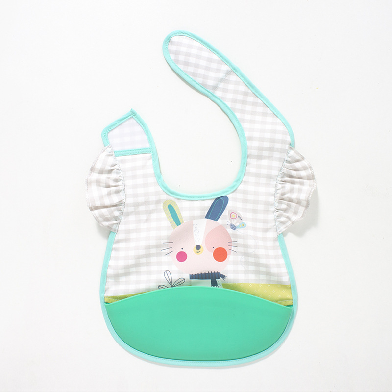 Kūdikių seilinukas – vandeniui atsparus, maisto kokybės silikonas, poliesterio audinys, karikatūrų raštas, tinkamas kūdikiams ir mažiems vaikams (0–3 metų)