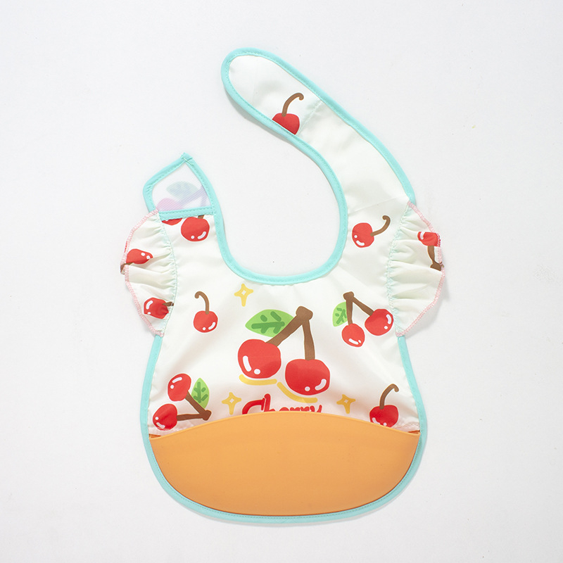 Kūdikių seilinukas – vandeniui atsparus, maisto kokybės silikonas, poliesterio audinys, karikatūrų raštas, tinkamas kūdikiams ir mažiems vaikams (0–3 metų)