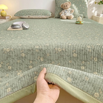 Tryjų dalių lovos užtiesalo komplektas, kvilijuotas, priešslydimo dizainas, dryžių raštas, poliesterio pluoštas, reaktyvus dažymas, abipusis