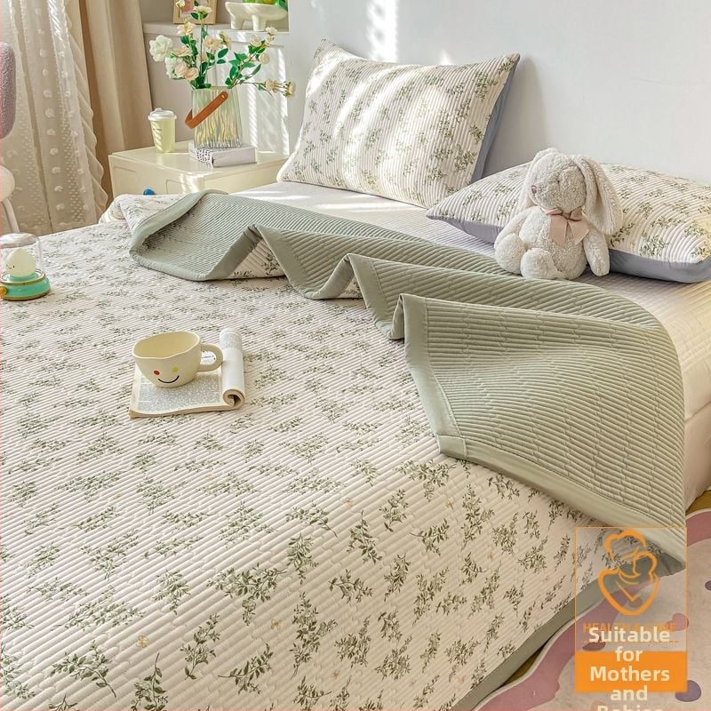 Tryjų dalių lovos užtiesalo komplektas, kvilijuotas, priešslydimo dizainas, dryžių raštas, poliesterio pluoštas, reaktyvus dažymas, abipusis