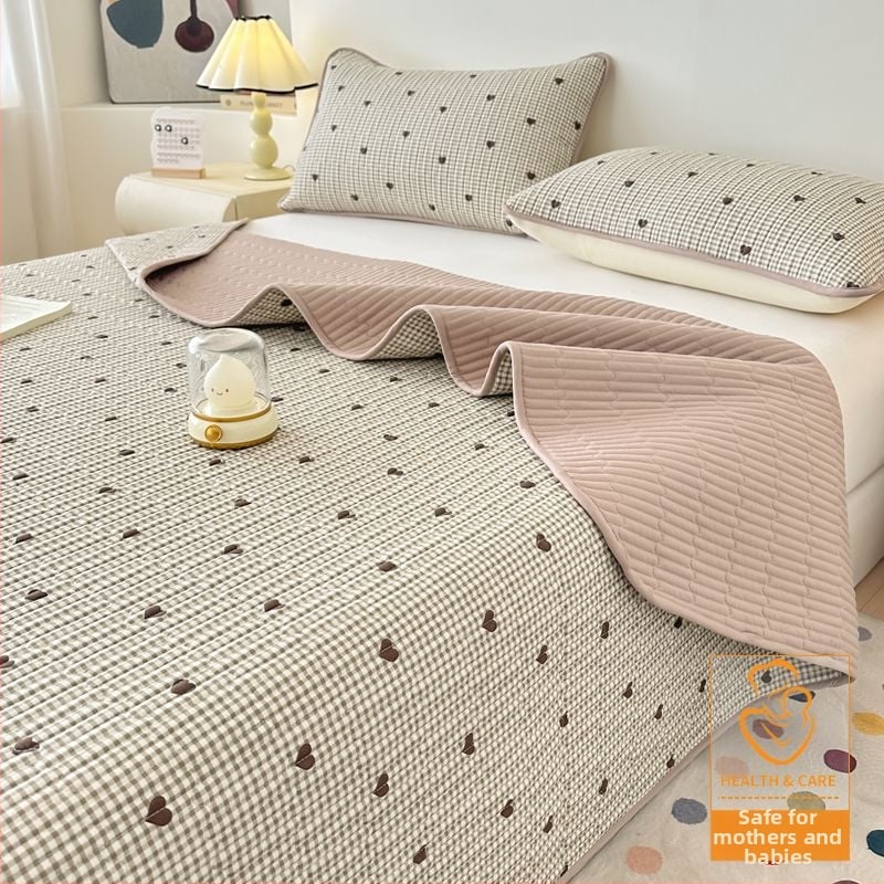 Tryjų dalių lovos užtiesalo komplektas, kvilijuotas, priešslydimo dizainas, dryžių raštas, poliesterio pluoštas, reaktyvus dažymas, abipusis