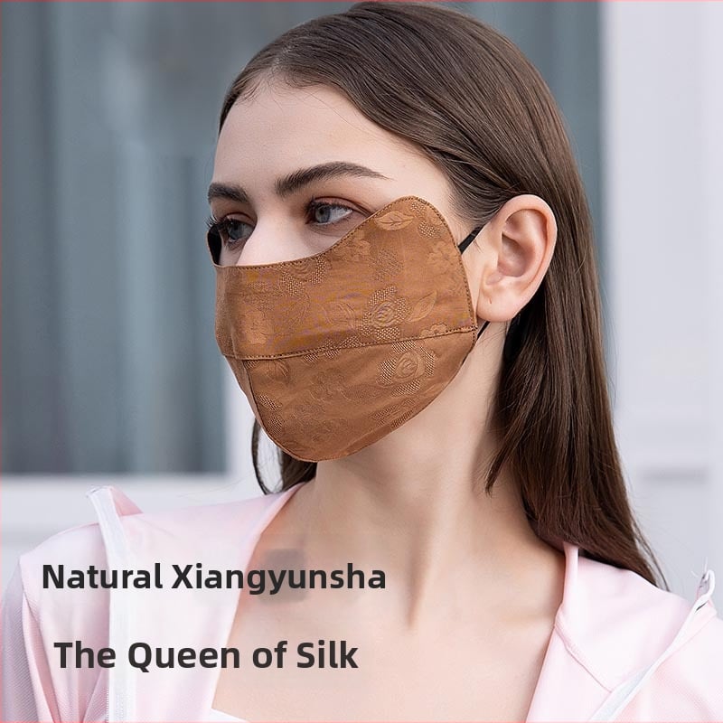 Šilkas iš šilkmedžio pluošto saulės apsaugos veido kaukė, kvėpuojanti, viso veido gaubtas, reguliuojama, dvigubo sluoksnio, akių apsauga