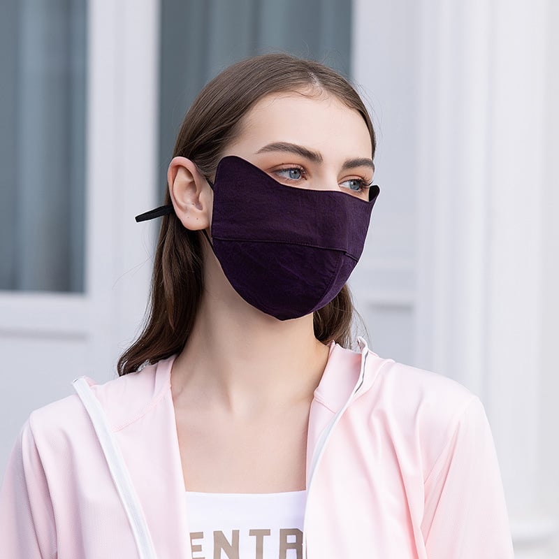 Šilkas iš šilkmedžio pluošto saulės apsaugos veido kaukė, kvėpuojanti, viso veido gaubtas, reguliuojama, dvigubo sluoksnio, akių apsauga