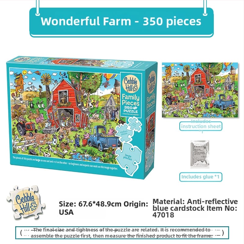 3D puzle — papīra sastāvs, izcelsme ASV, 14+ vecumam, burti ilustrācijas, dēļi