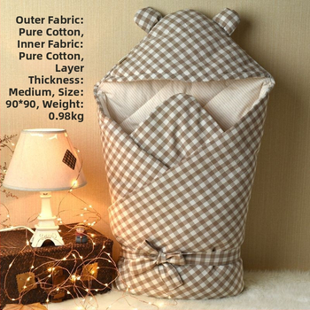 Swaddle za novorođenče od 100% pamuka s odvojivim dvostrukim slojem, 300–500 g, za proljeće i jesen, moderan minimalistički stil