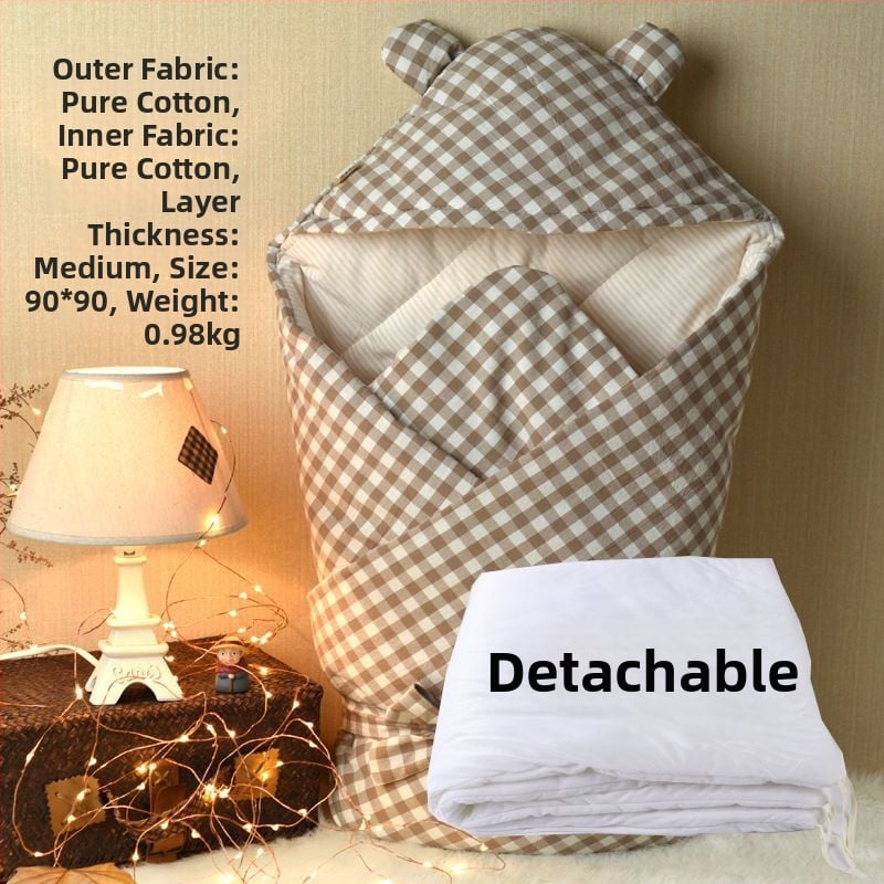 Swaddle za novorođenče od 100% pamuka s odvojivim dvostrukim slojem, 300–500 g, za proljeće i jesen, moderan minimalistički stil