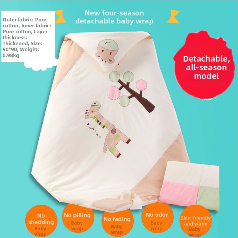 Swaddle za novorođenče od 100% pamuka s odvojivim dvostrukim slojem, 300–500 g, za proljeće i jesen, moderan minimalistički stil