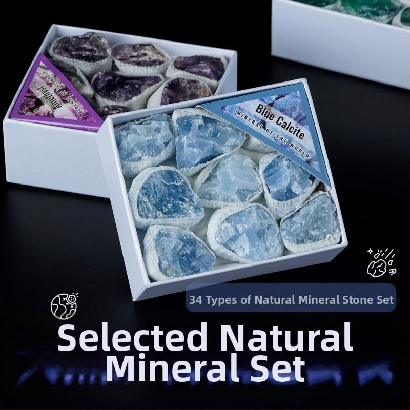 Kristalni sirovi kamen u poklon kutiji — difuzni kamen za aromaterapiju, mineralni učeni uzorak, moderno minimalistički stil, branda Sgj Shi Guangji