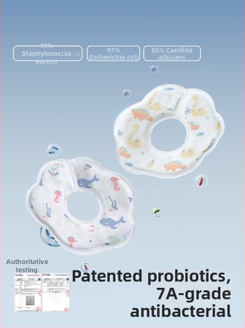Beptide vienkartinė kūdikių bavetė – atspari vandeniui, audinys: gazė ir medvilnė, unisex, raštas piešiniai/žiedai