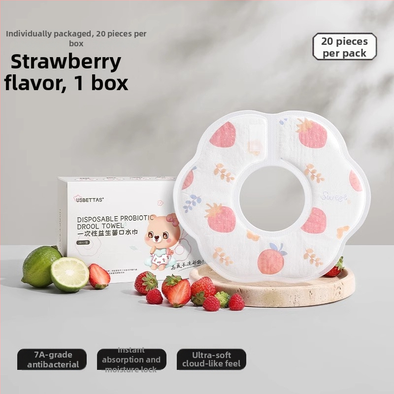 Beptide vienkartinė kūdikių bavetė – atspari vandeniui, audinys: gazė ir medvilnė, unisex, raštas piešiniai/žiedai