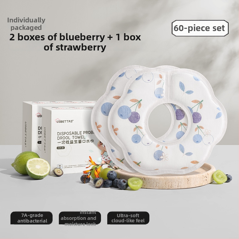 Beptide vienkartinė kūdikių bavetė – atspari vandeniui, audinys: gazė ir medvilnė, unisex, raštas piešiniai/žiedai