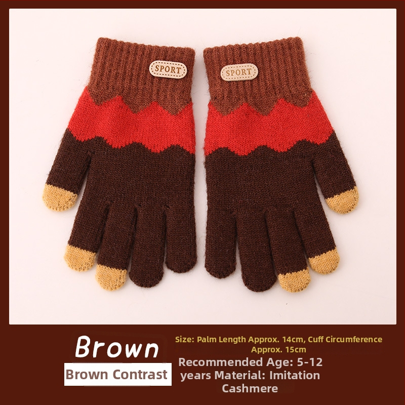 Bērnu ziemas adīti cimdi ar korejiešu stilu, universāli (vecums 5-12)