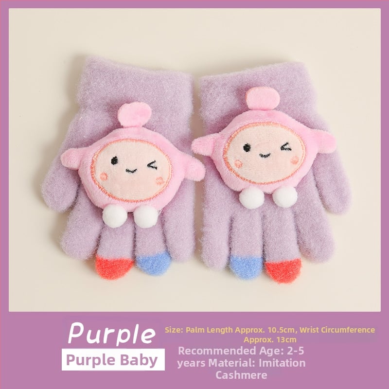 Bērnu ziemas adīti cimdi ar korejiešu stilu, universāli (vecums 5-12)