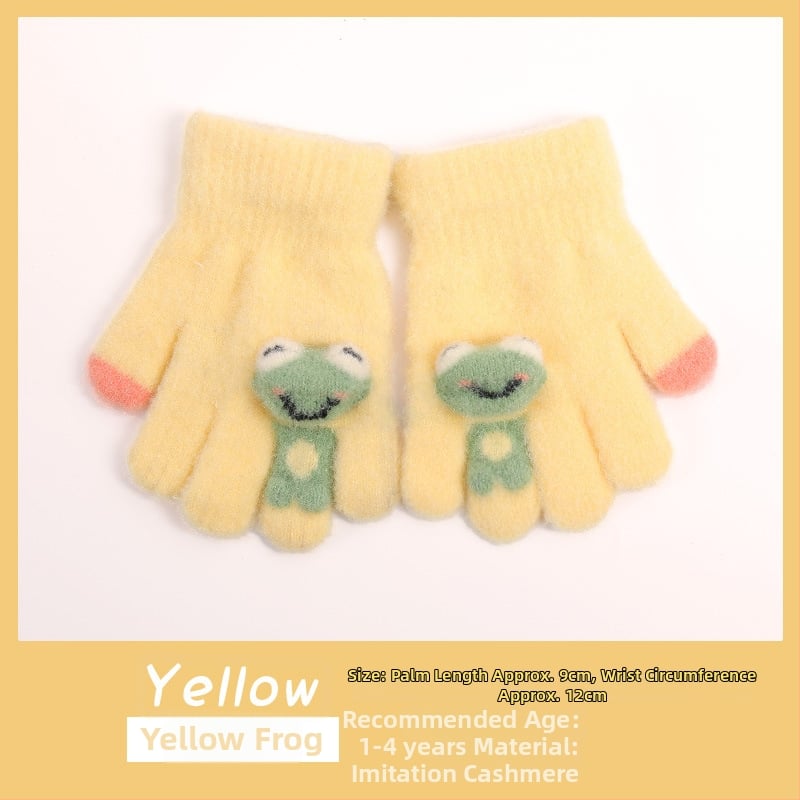 Bērnu ziemas adīti cimdi ar korejiešu stilu, universāli (vecums 5-12)