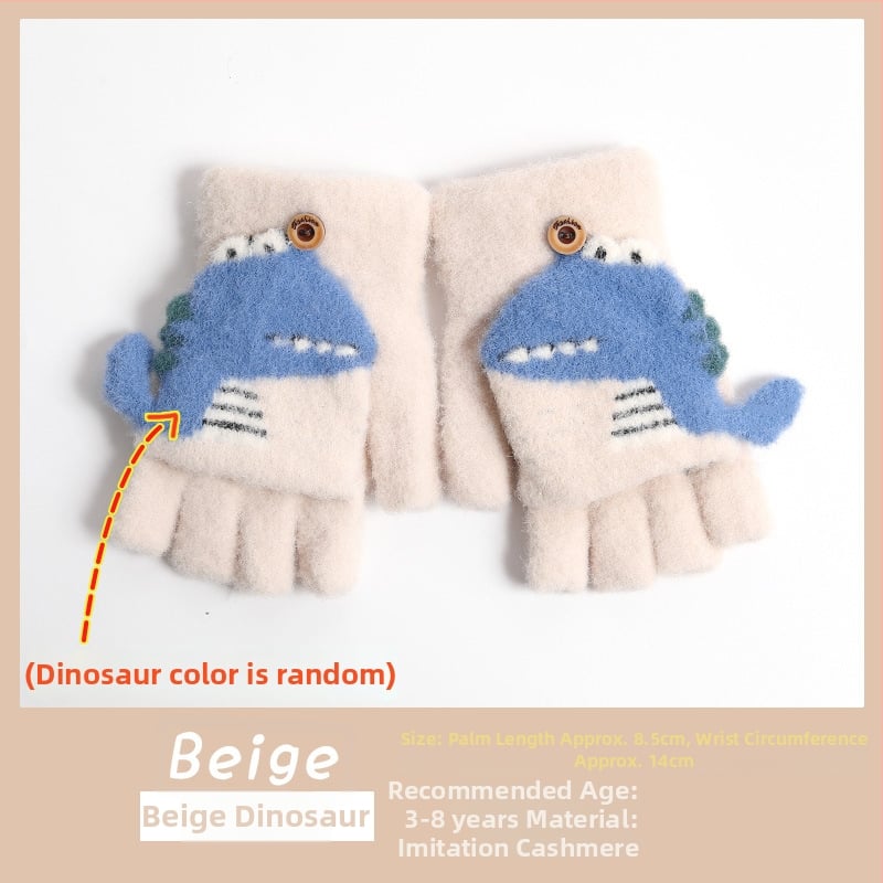 Bērnu ziemas adīti cimdi ar korejiešu stilu, universāli (vecums 5-12)