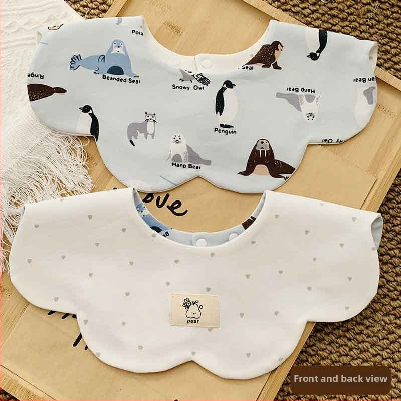 Medvilninė seilinė kūdikiams ir mažiems vaikams (1–3 metų) – dvipusis gėlių raštas, sugerianti